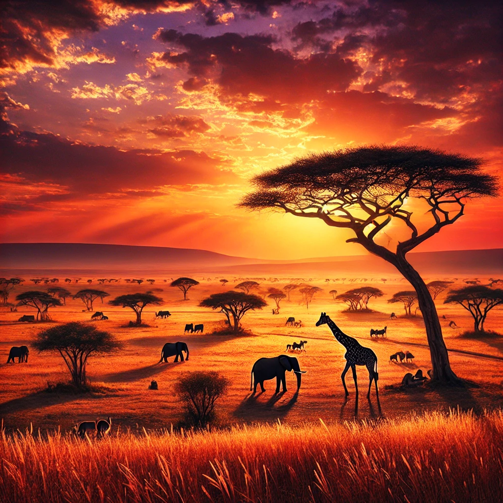 African savannah at sunset