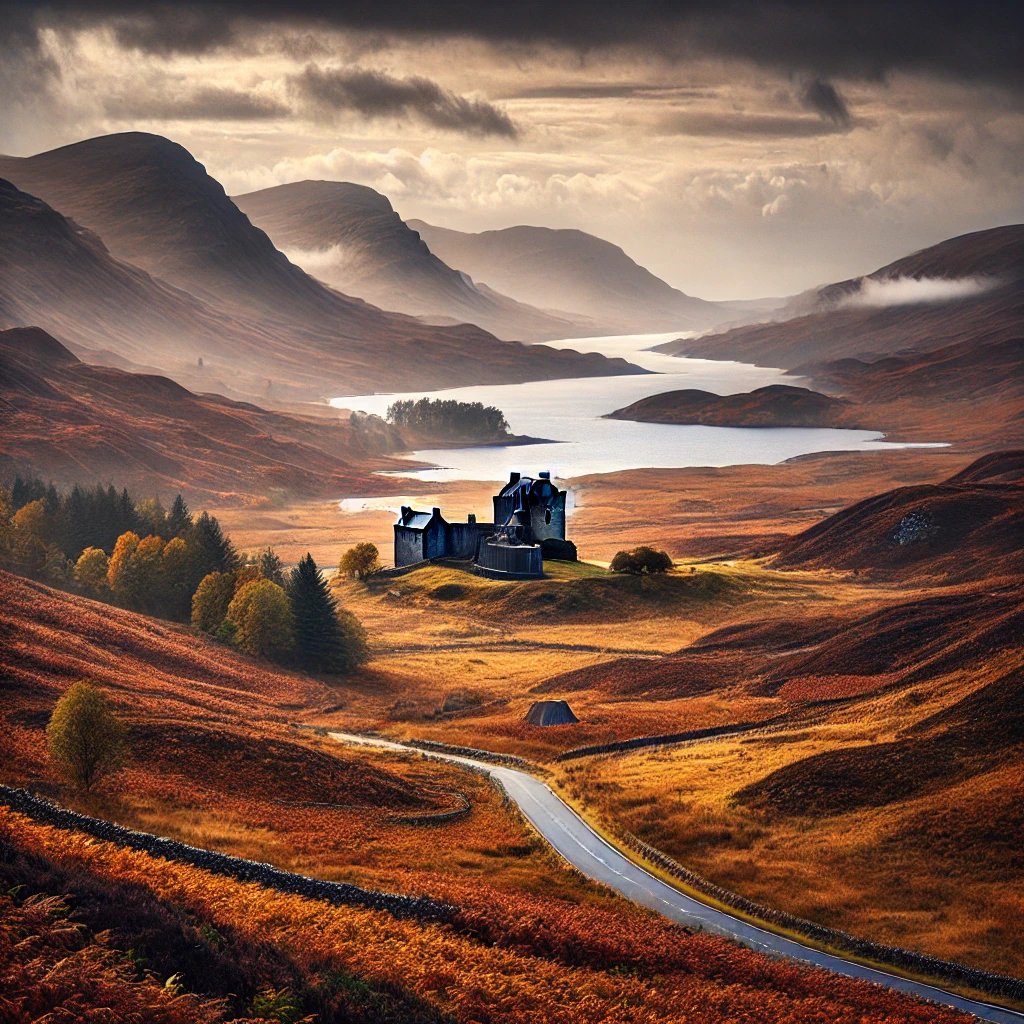 the rugged Scottish Highlands in autumn