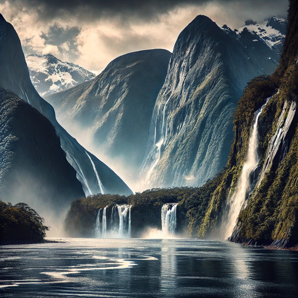 Milford Sound with its dramatic cliffs and waterfalls