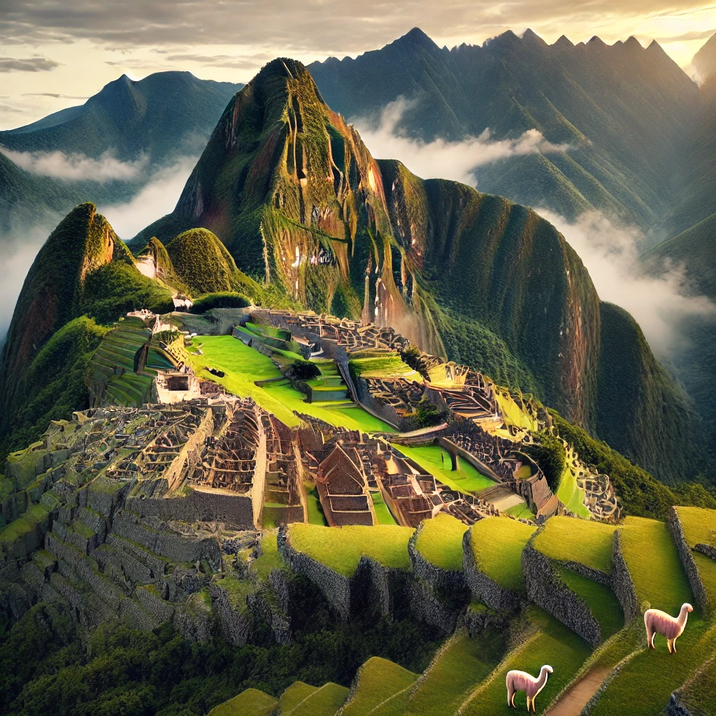 Machu Picchu at dawn in the Andes