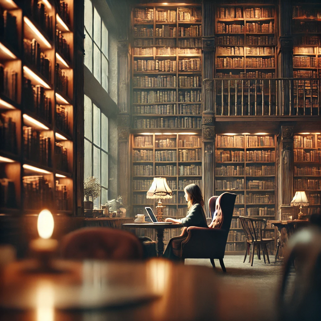 Girl in library